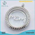 Único diseño de moda amor mamá plata aleación ventana hollw flotante lockets placas